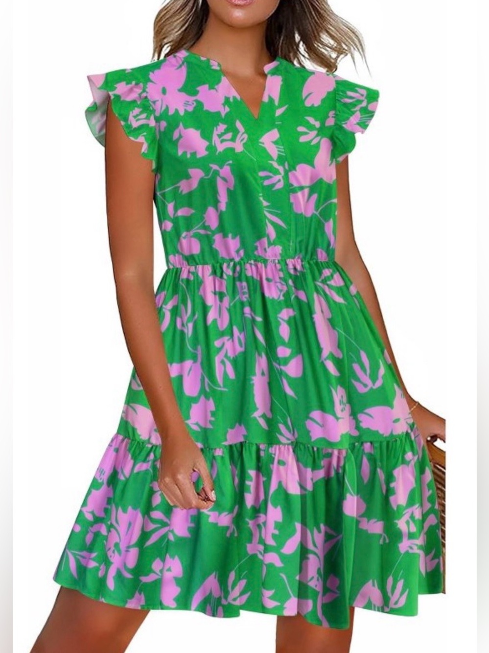Ruffle Sleeved Tiered Smock Dress NWOT